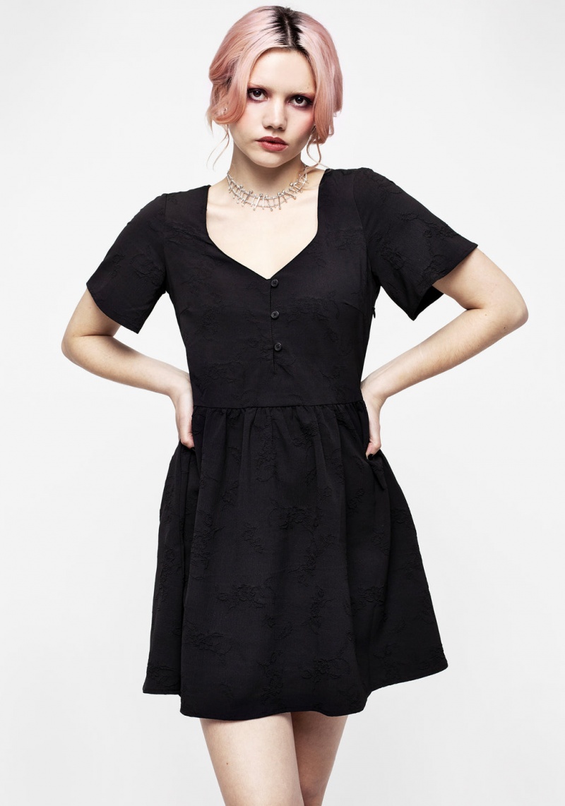 Disturbia Medea Button Jacquard Floral Mini Robe | ITR-72724050