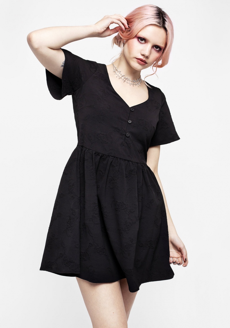 Disturbia Medea Button Jacquard Floral Mini Robe | ITR-72724050