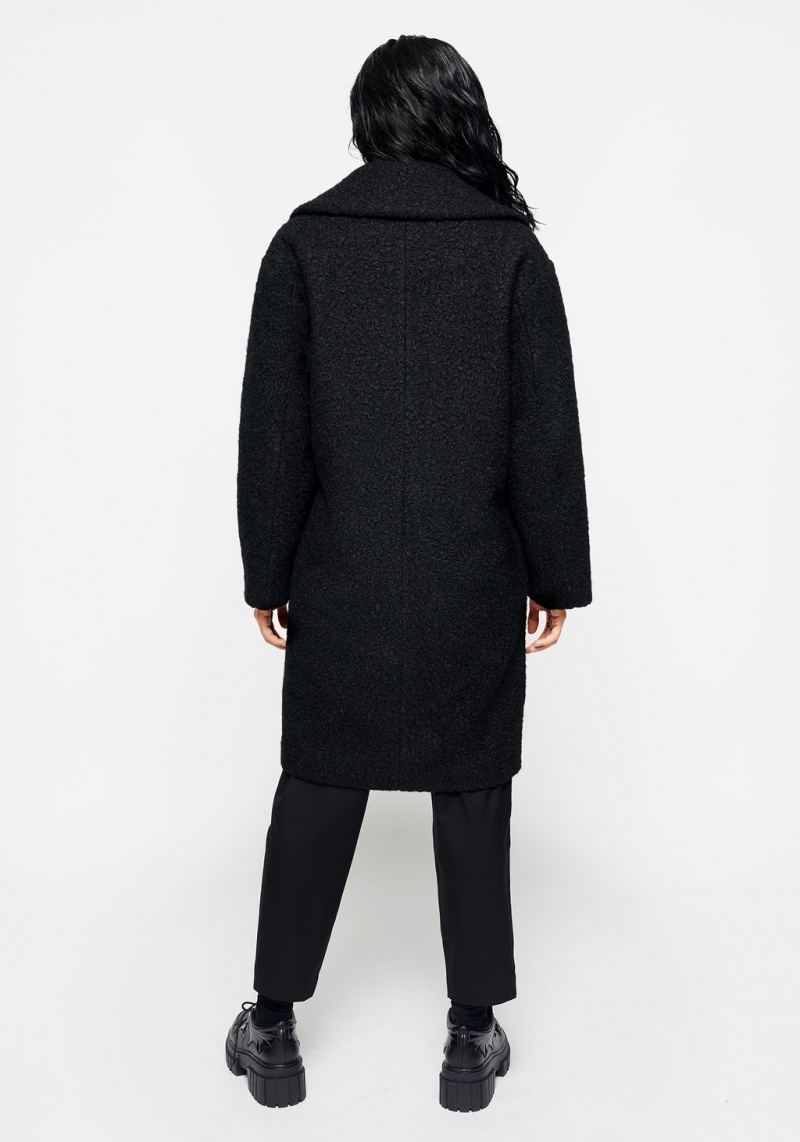 Disturbia Gorgon Bouclé Oversized Coat with Snake Brooch - Black | BCO-73730318