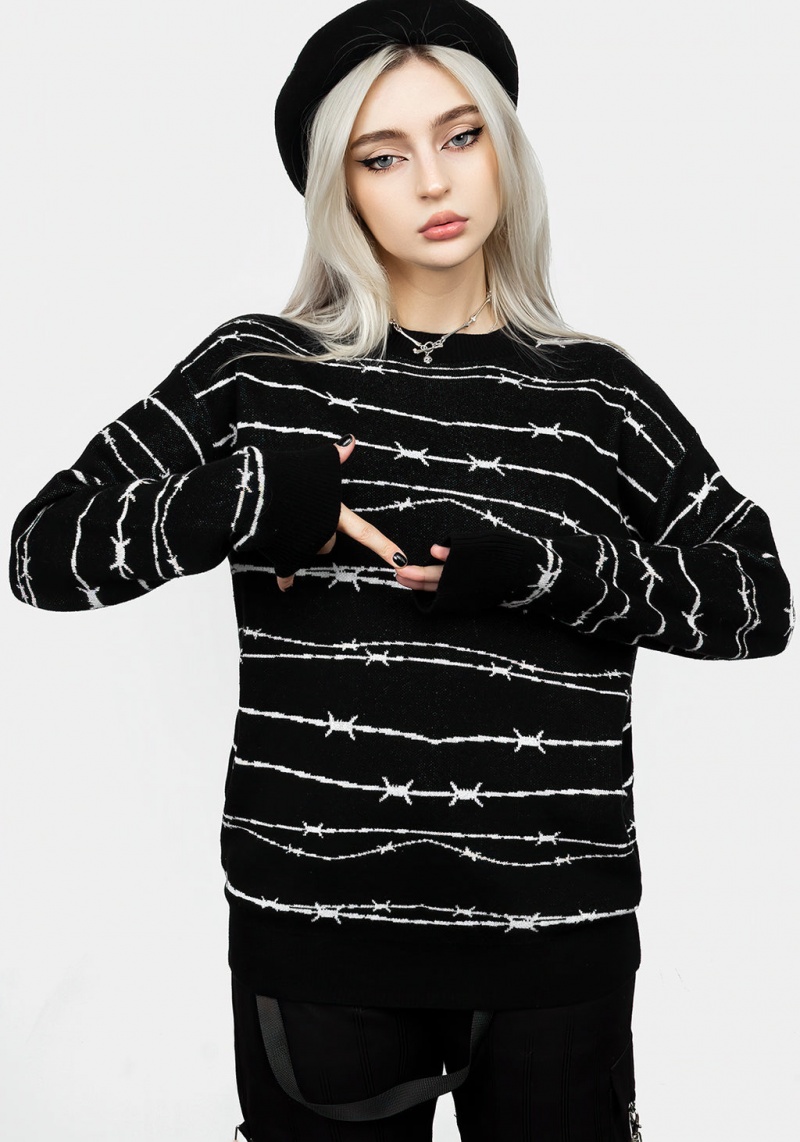 Disturbia Barbed Longline Crew Neck Jumper | NZQ-86474673