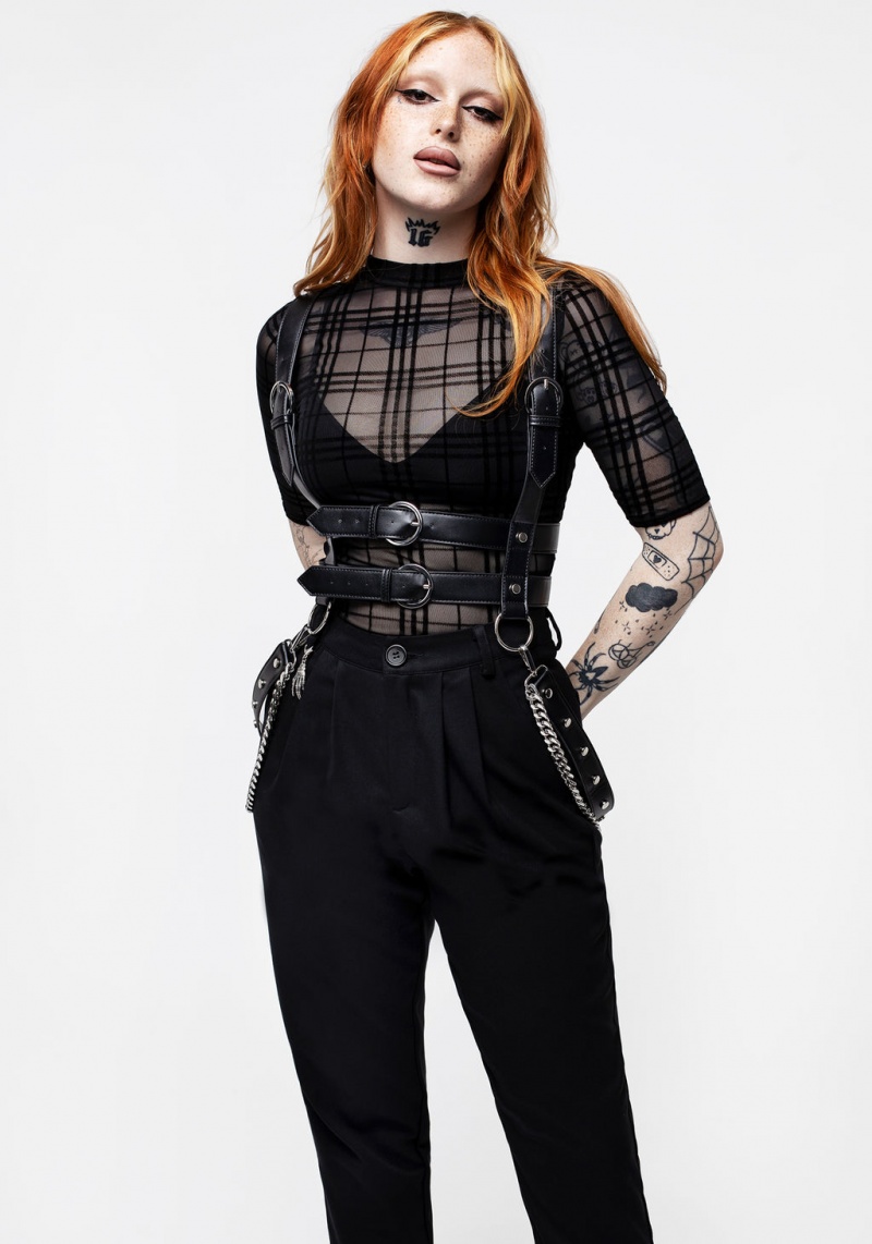 Disturbia Buffy Check Mesh Corta Sleeve Top | QUQ-45357965