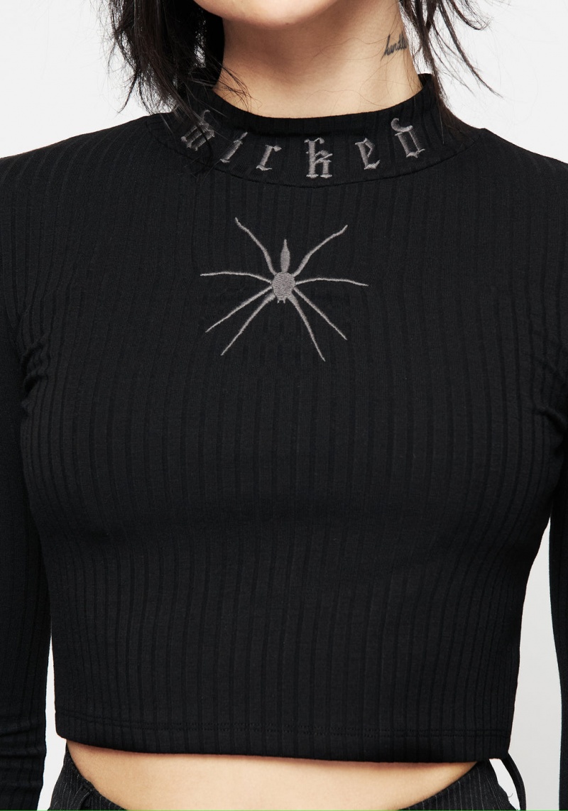 Disturbia Atracid Embroidered Funnel Neck Crop Top | OBR-40374161