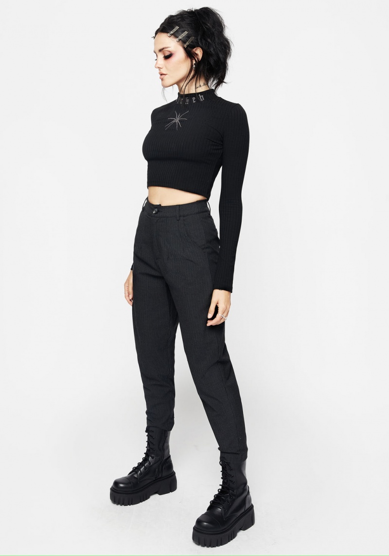 Disturbia Atracid Embroidered Funnel Neck Crop Top | OBR-40374161