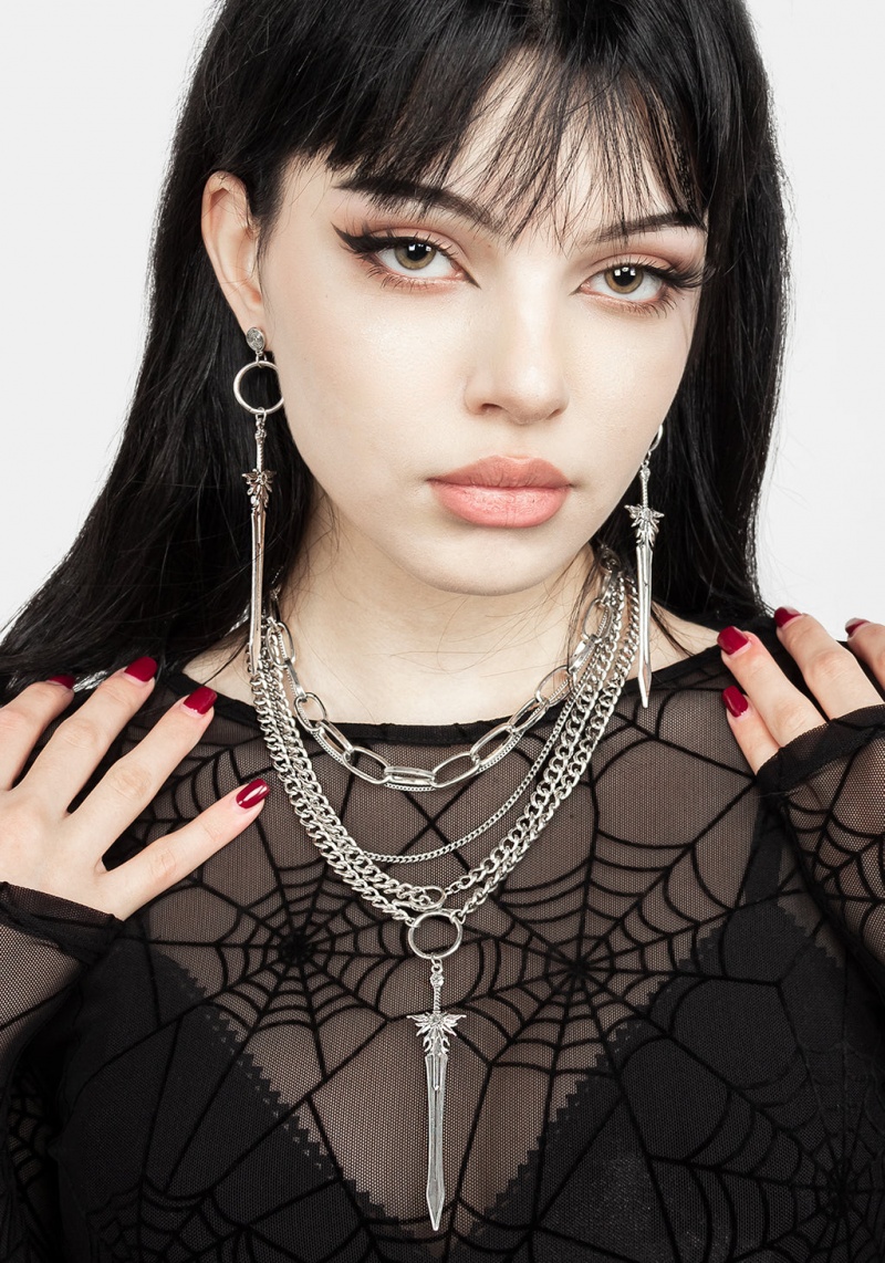 Disturbia Sword Multichain Necklace | QNW-01207642