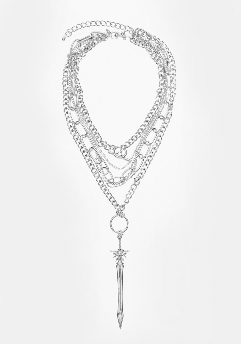 Disturbia Sword Multichain Necklace | QNW-01207642