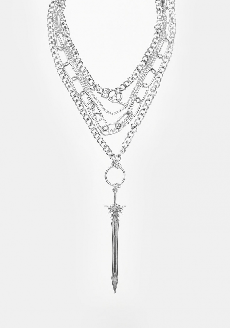 Disturbia Sword Multichain Necklace | QNW-01207642