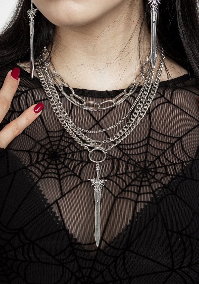 Disturbia Sword Multichain Necklace | QNW-01207642