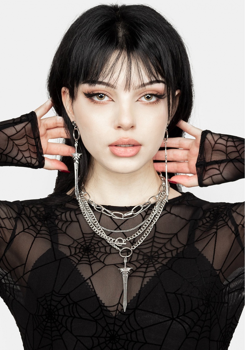 Disturbia Sword Multichain Necklace | QNW-01207642