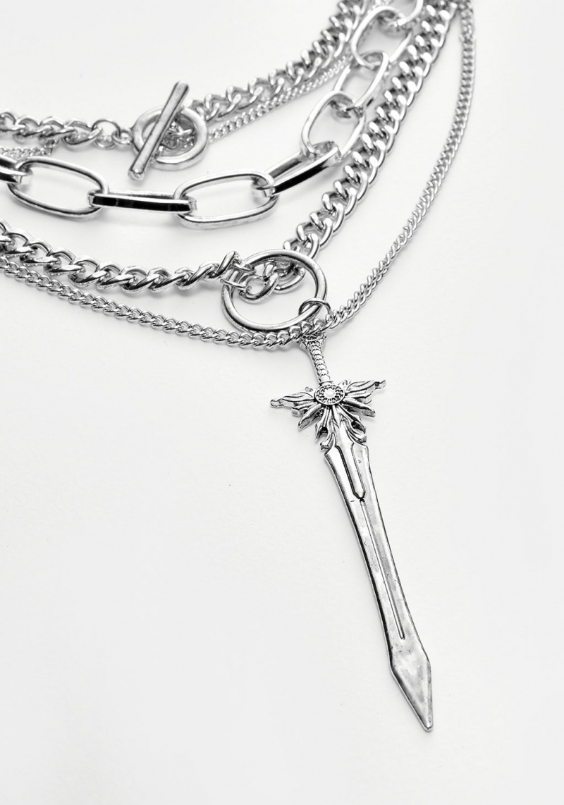 Disturbia Sword Multichain Necklace | QNW-01207642