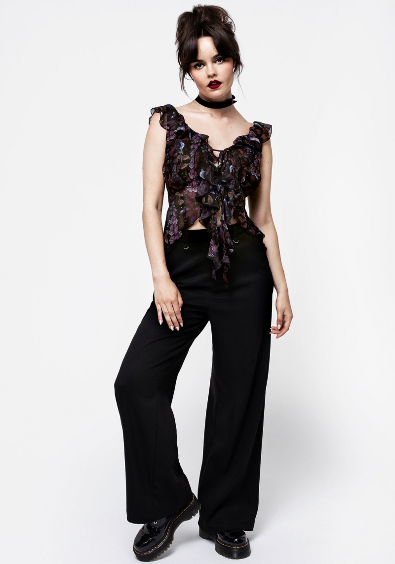 Disturbia Foxglove Chiffon Ruffle Top | IZC-10361349