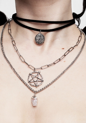 Disturbia Triune 3 Layered Necklace Pentagram and Crystal | JYI-08055270