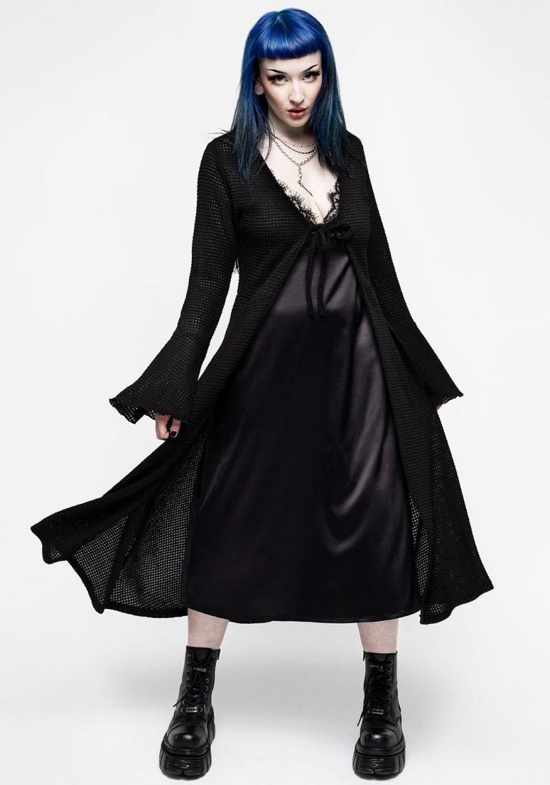 Disturbia Xana Textured Tie Front Long Cardigan | HUK-78515505