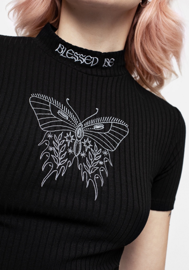 Disturbia Dolore Rib Embroidered Crop Top | GKA-97331418