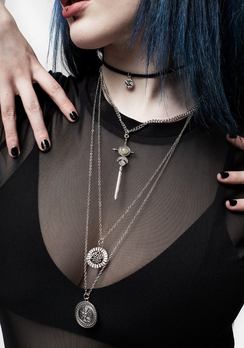 Disturbia Valkyrie 4 Layered Rune Choker Necklace | FRU-47748987