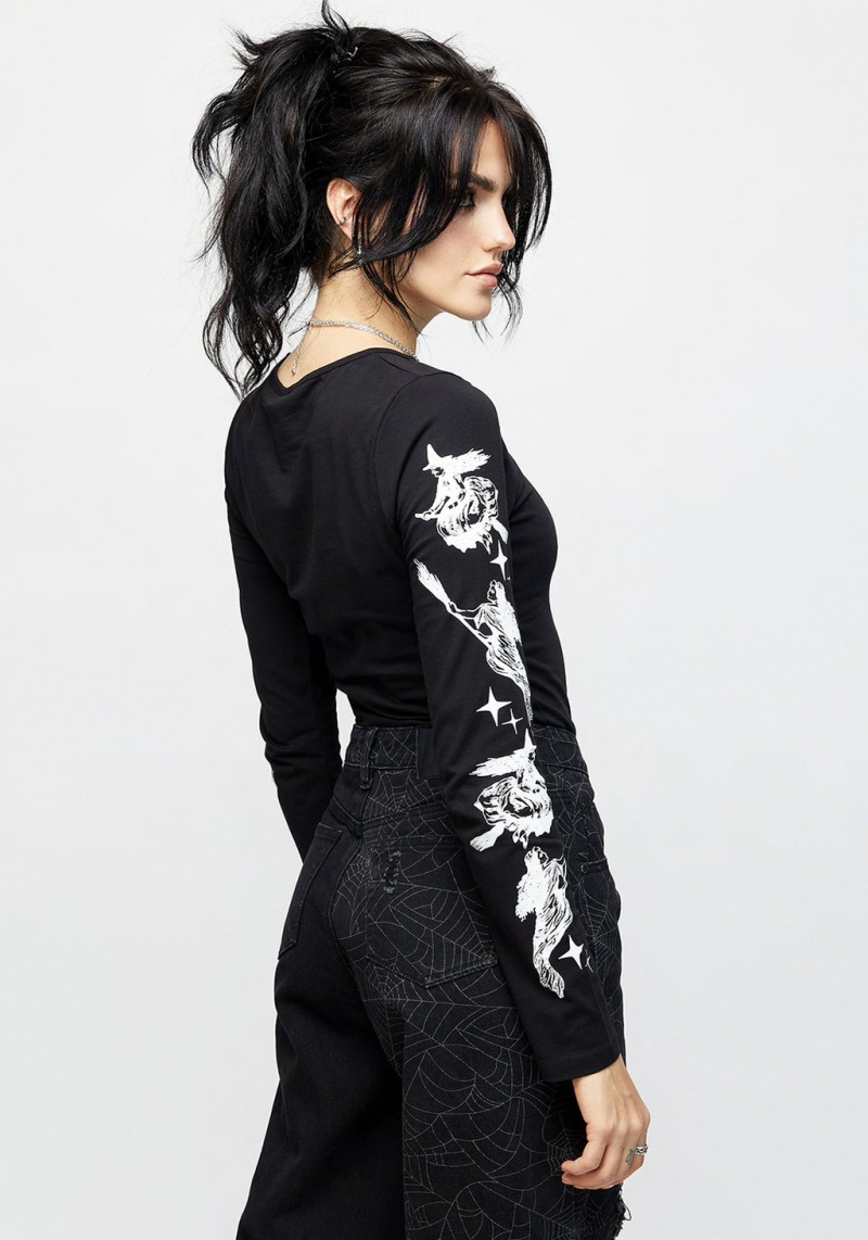 Disturbia Wolfsbane Cut Out Long Sleeve Top | ECW-93878070