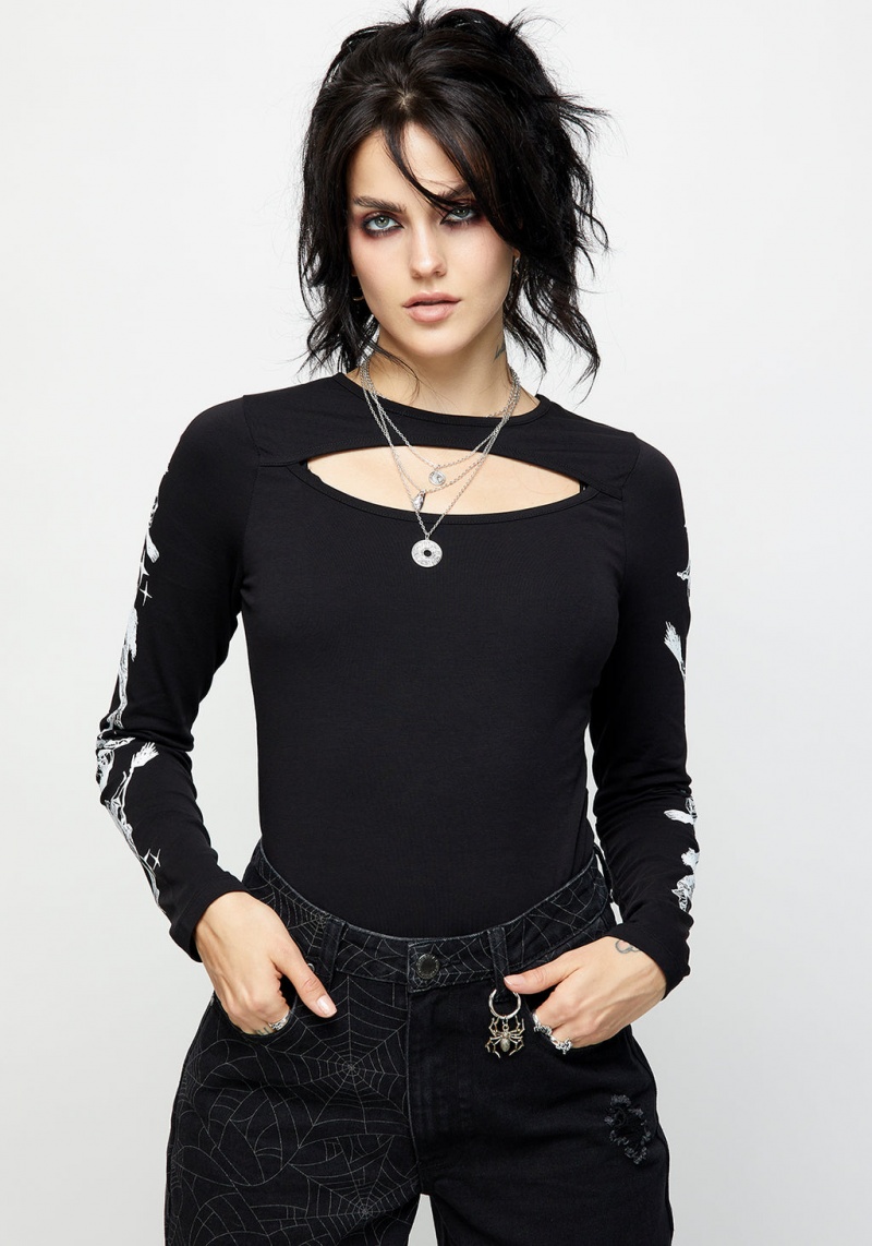 Disturbia Wolfsbane Cut Out Long Sleeve Top | ECW-93878070