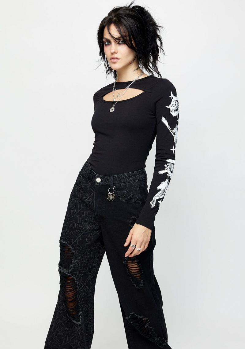 Disturbia Wolfsbane Cut Out Long Sleeve Top | ECW-93878070