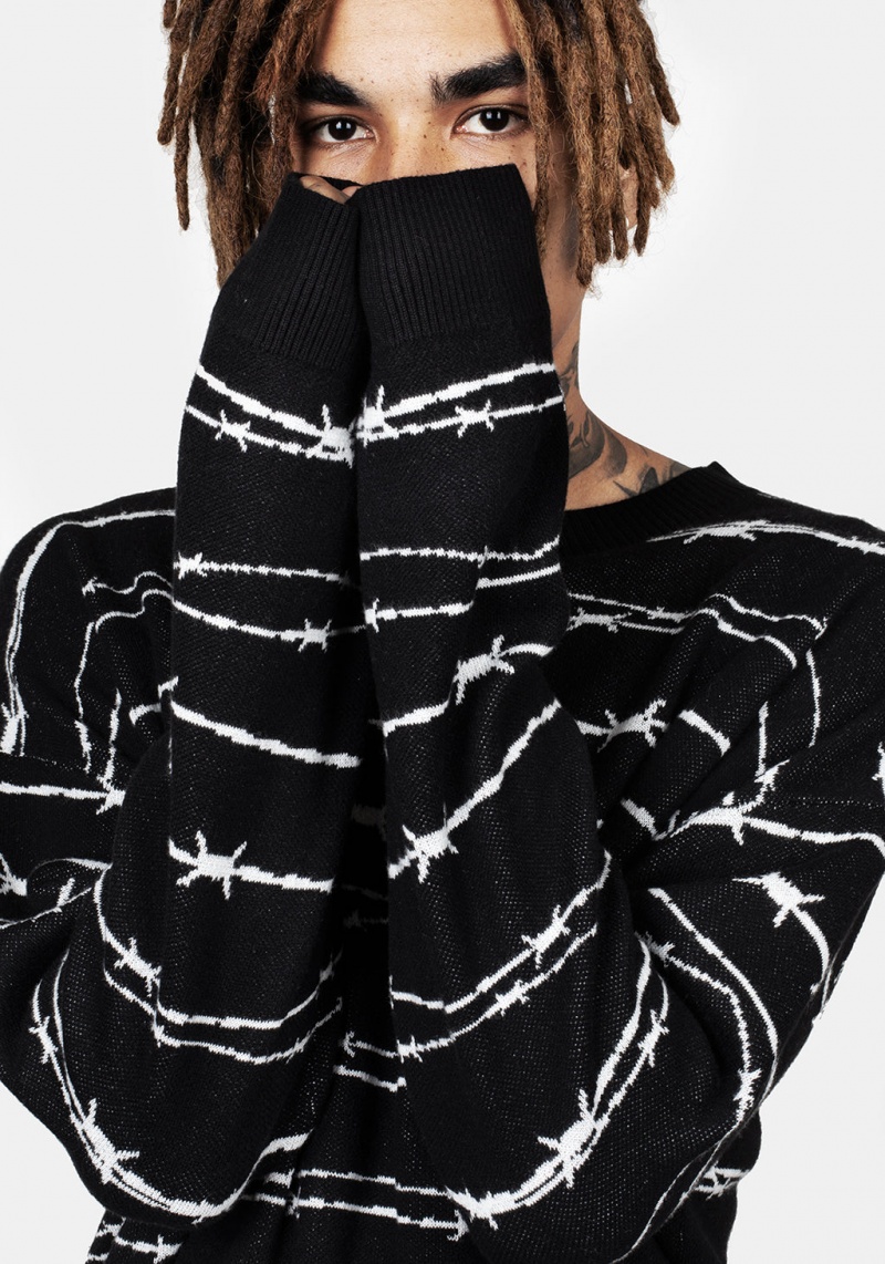 Disturbia Barbed Longline Crew Neck Jumper | QZW-99921329