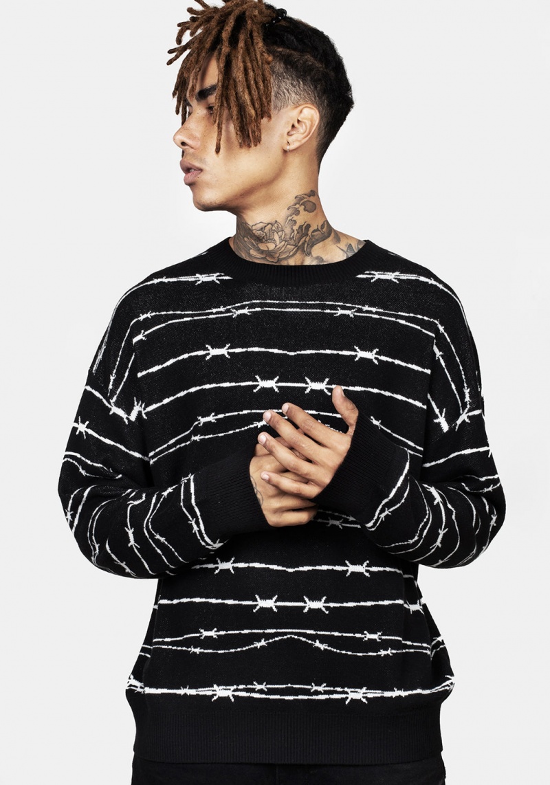 Disturbia Barbed Longline Crew Neck Jumper | QZW-99921329