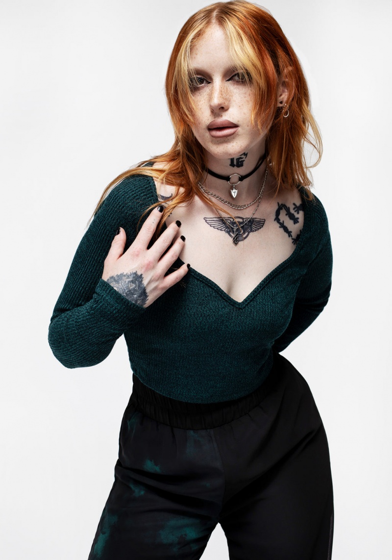 Disturbia Vendetta Long Sleeve Crop Top | AAA-43955020