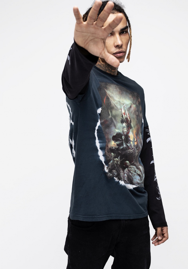 Disturbia Frazetta Death Dealer 2 Long Sleeve T-Shirt | USC-87872620