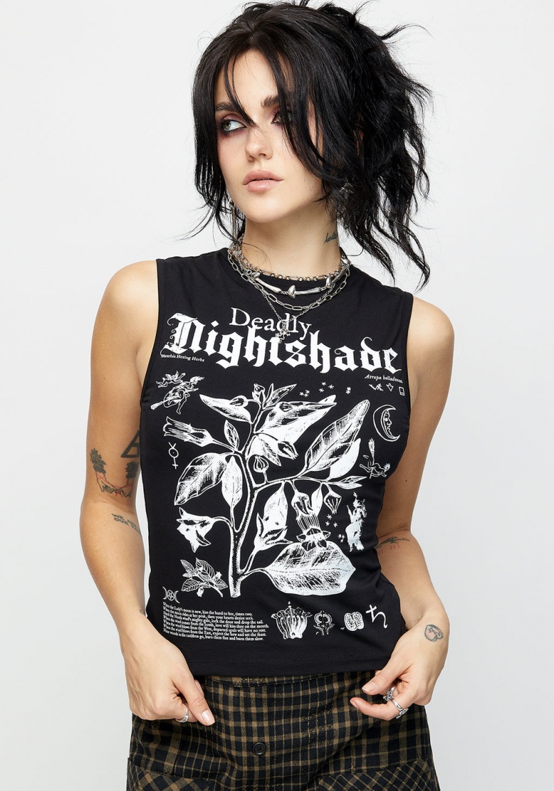 Disturbia Nightshade Sans Manches Tee | KLQ-16773405