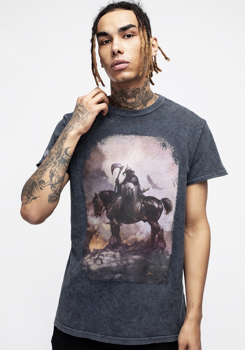 Disturbia Frazetta Death Dealer 1 Corta Sleeve T-Shirt | YRG-16362879