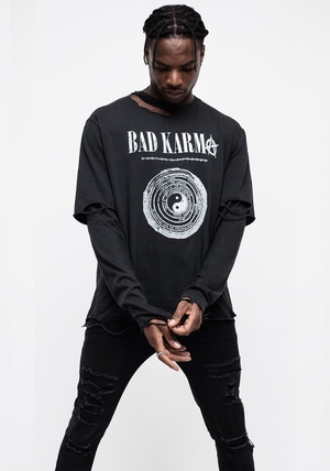 Disturbia Bad Karma Distressed Layered T-Shirt | CHI-74495543