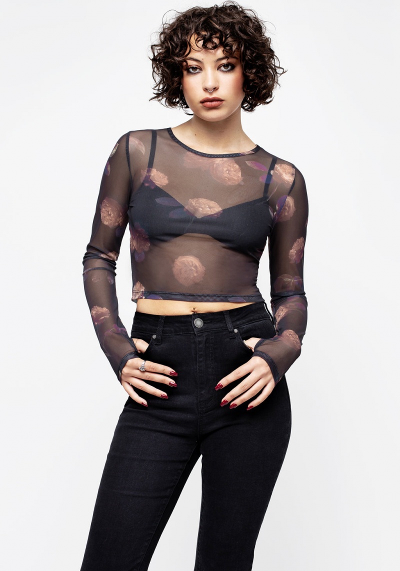 Disturbia Monica Floral Mesh Top | VEG-88398227