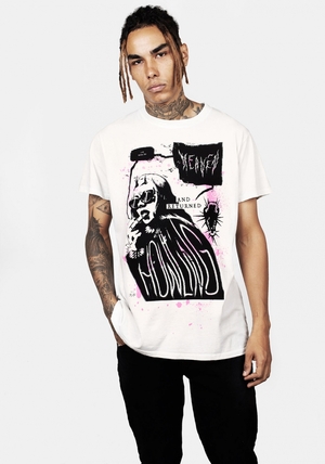 Disturbia Howling Vintage Off White Washed T-Shirt | YCX-53582311