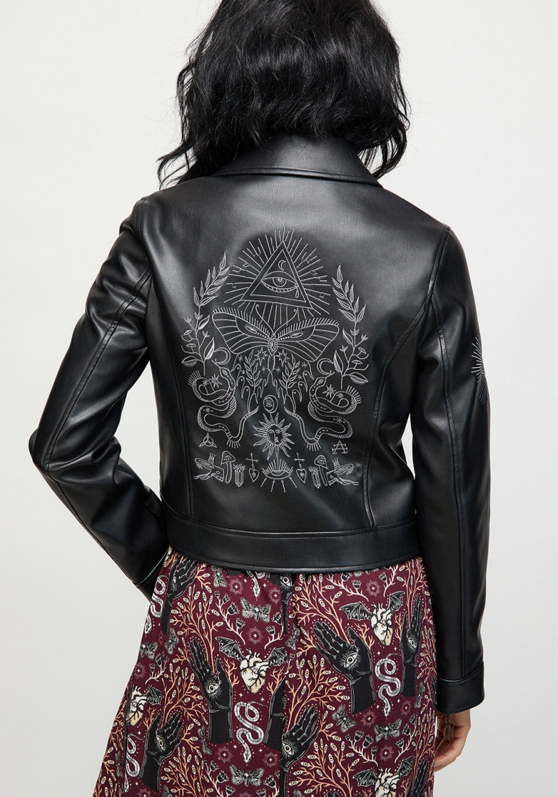 Disturbia Elemental Embroidered Faux Cuir Jacket | NRQ-02927734