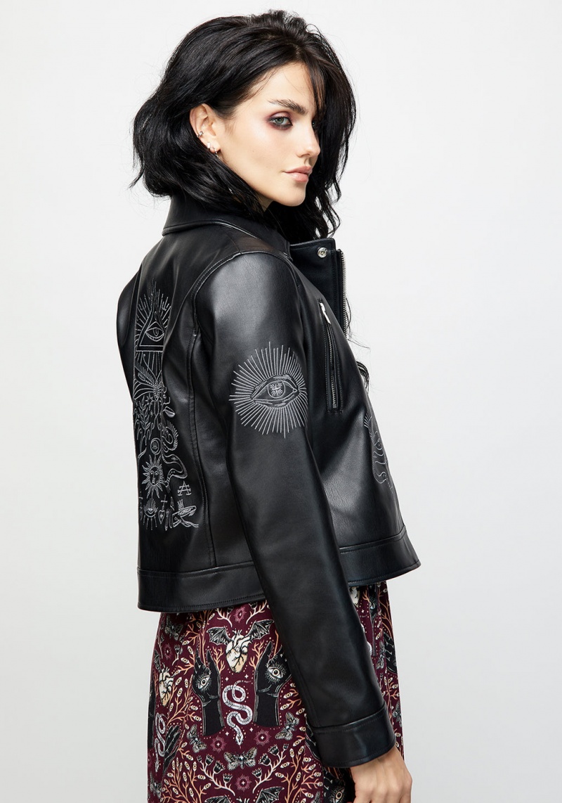 Disturbia Elemental Embroidered Faux Cuir Jacket | NRQ-02927734