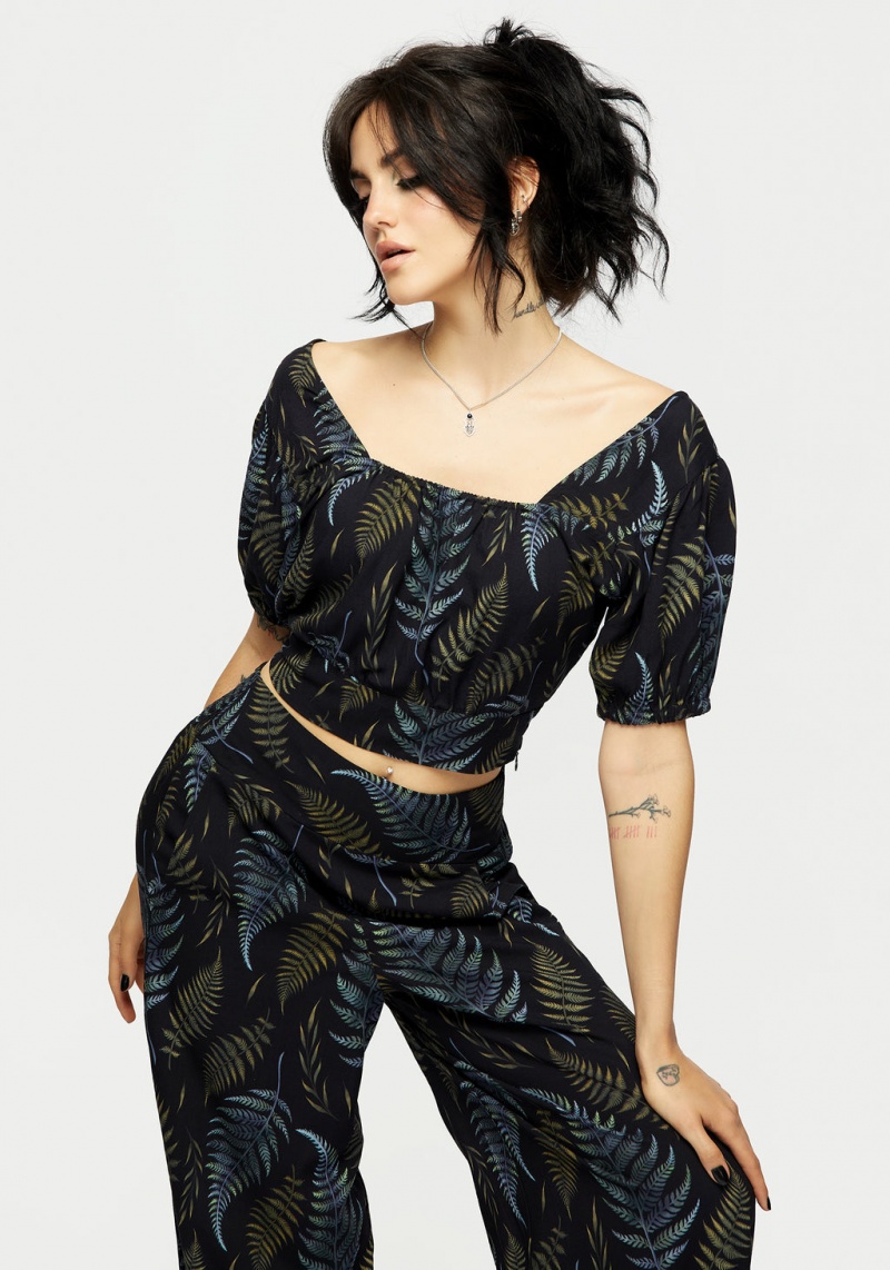 Disturbia Frond Print Crop Top | CHH-15878643