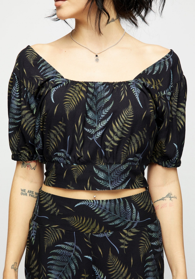 Disturbia Frond Print Crop Top | CHH-15878643