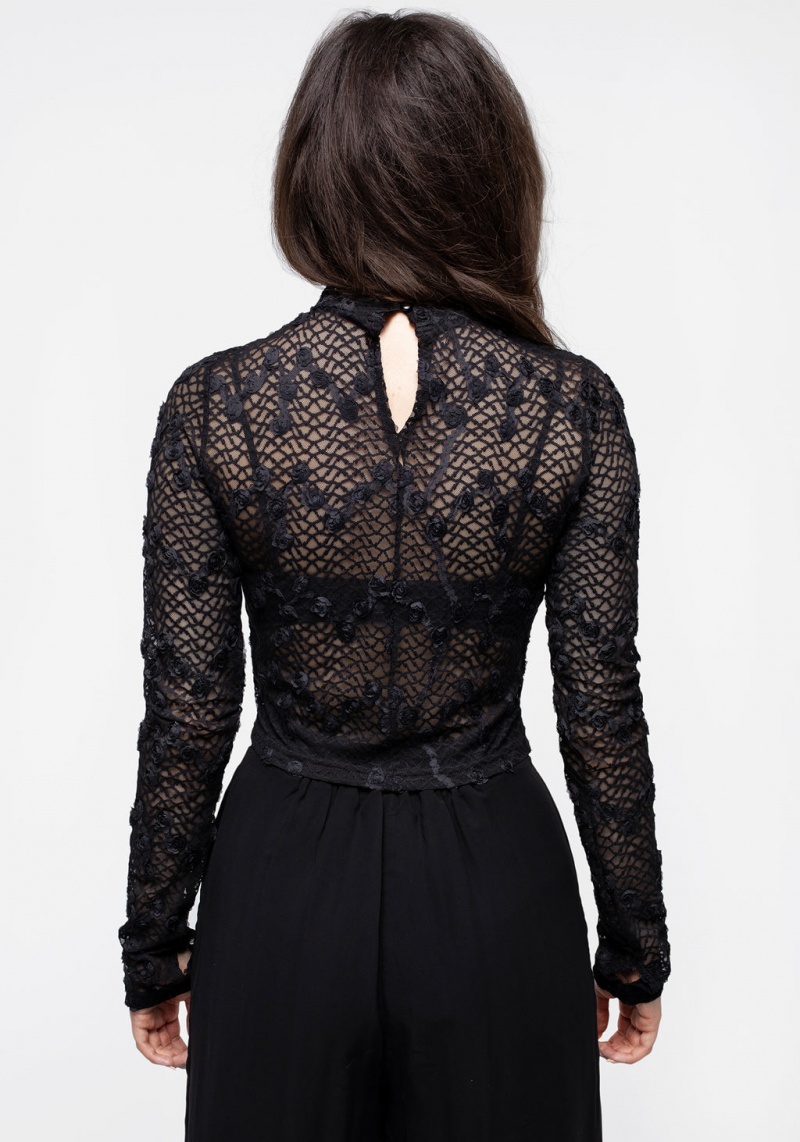 Disturbia Baroque Long Sleeve Dentelle Crop Top | ZSA-42954494