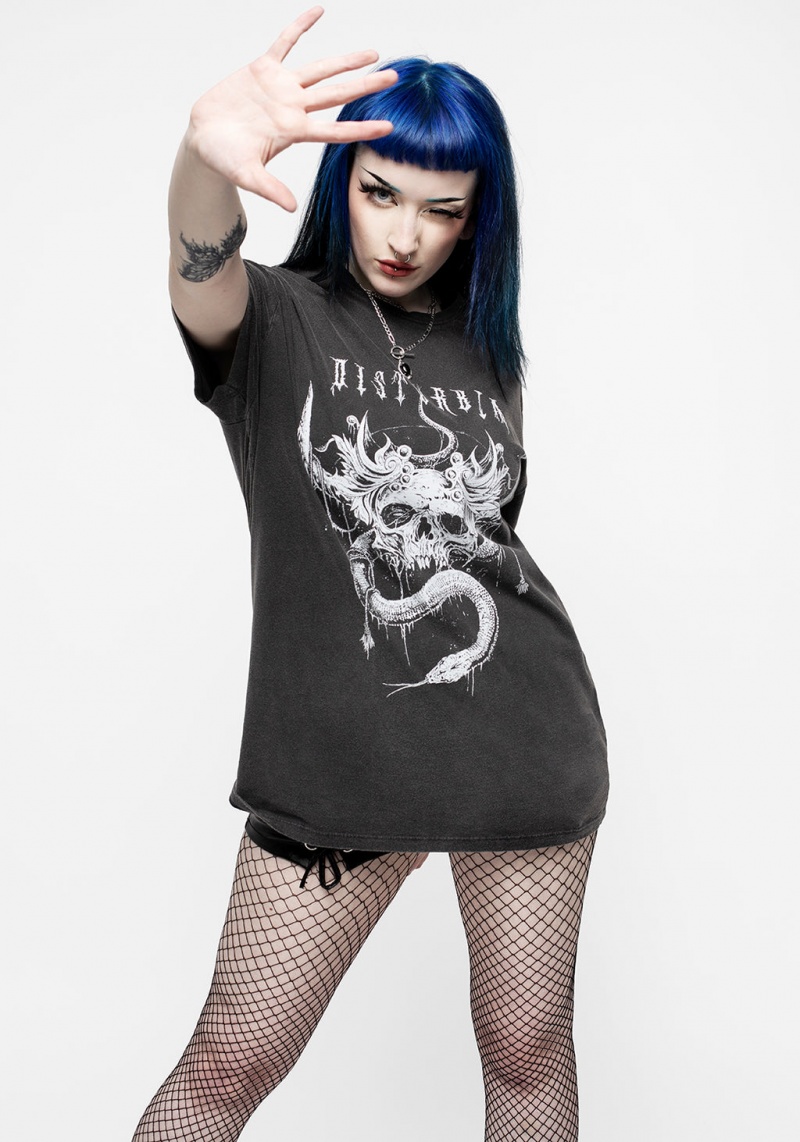 Disturbia Temptation Snakes Unisex Acid Washed T-shirt | IYX-17028171