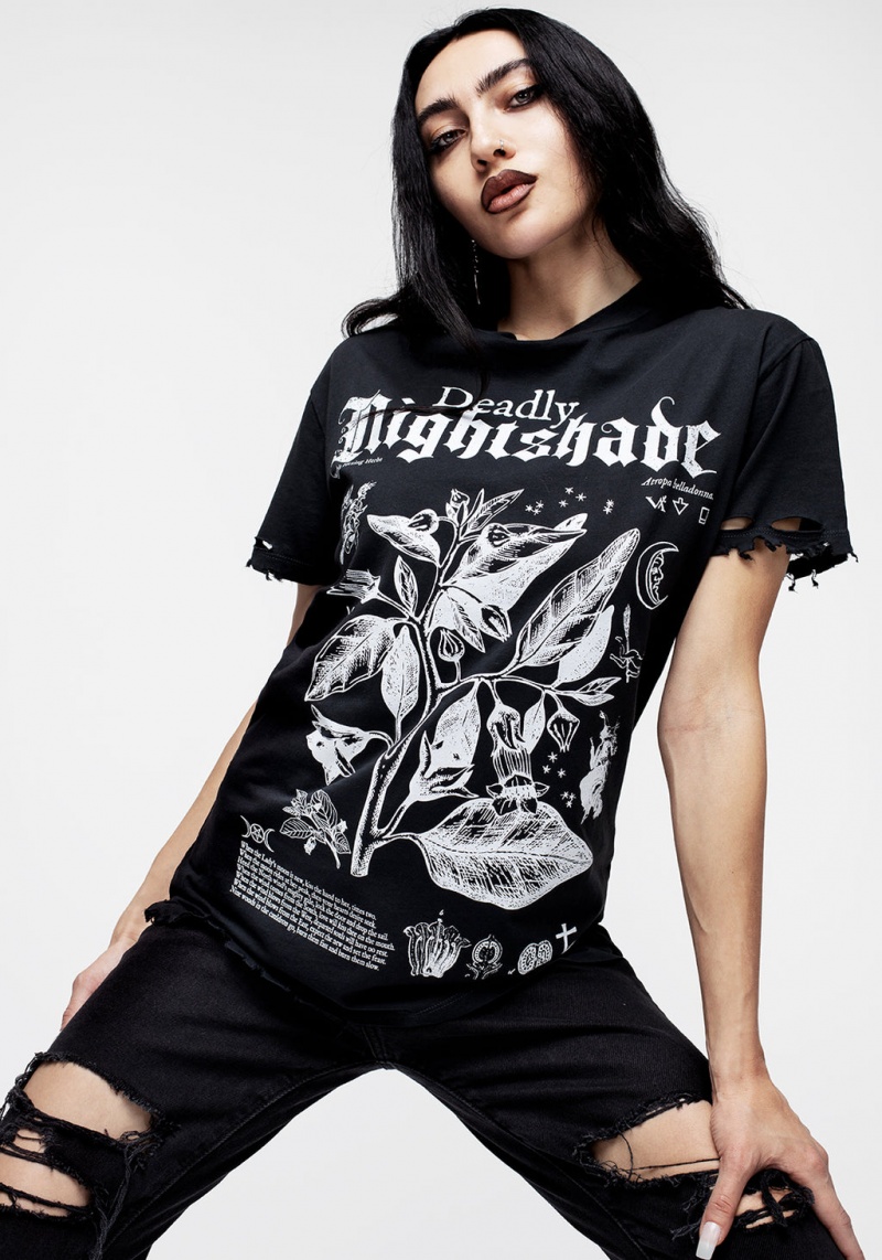 Disturbia Nightshade Distressed T-shirt | HRR-59272466