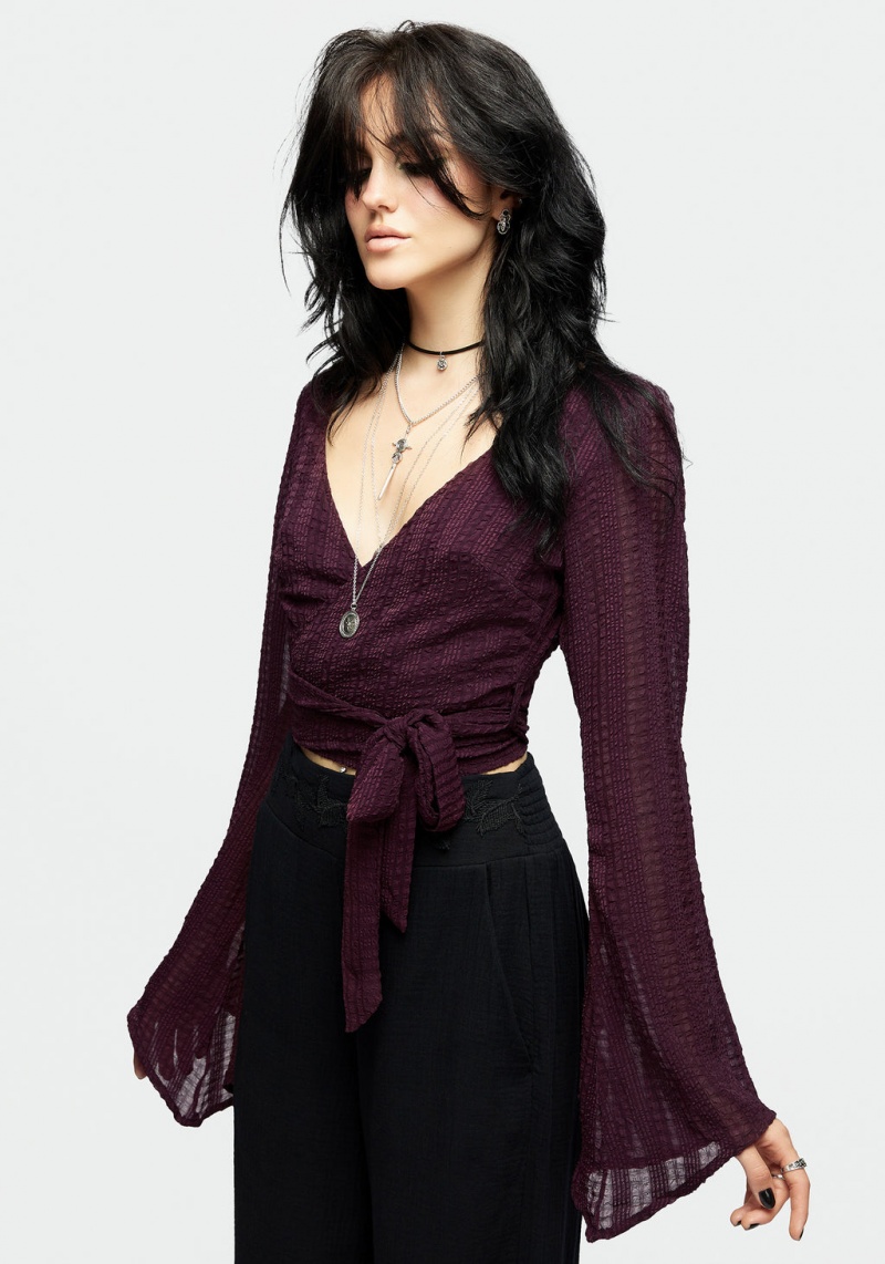 Disturbia Enola Bell Sleeve Co-ord Wrap Top | VLZ-39420051