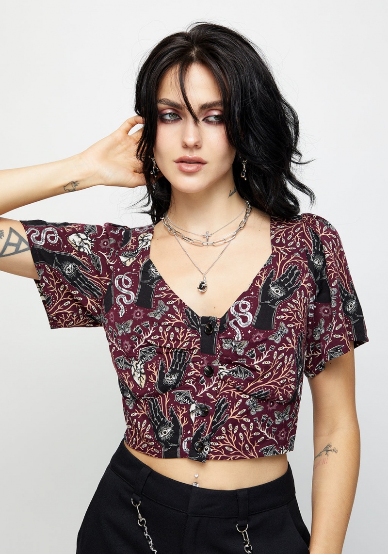 Disturbia Hemlock Button Up Crop Top | NCU-24131373