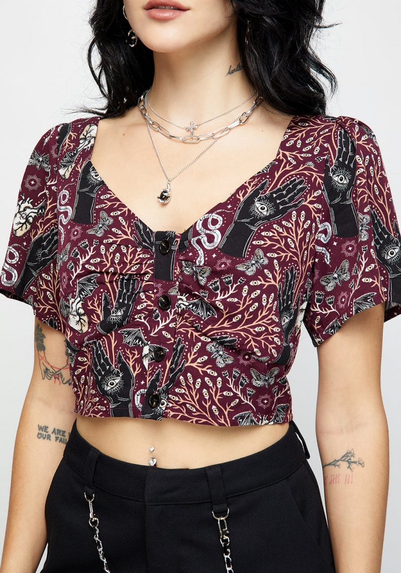 Disturbia Hemlock Button Up Crop Top | NCU-24131373