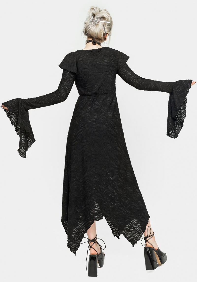 Disturbia Jessel Distressed Cascade Handkerchief Hem Midi Robe | ZIX-02608577