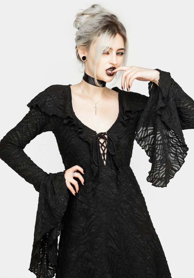 Disturbia Jessel Distressed Cascade Handkerchief Hem Midi Robe | ZIX-02608577