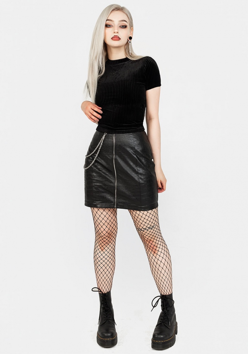 Disturbia Rosaline Velour Rib Crop Top | RMV-11177484