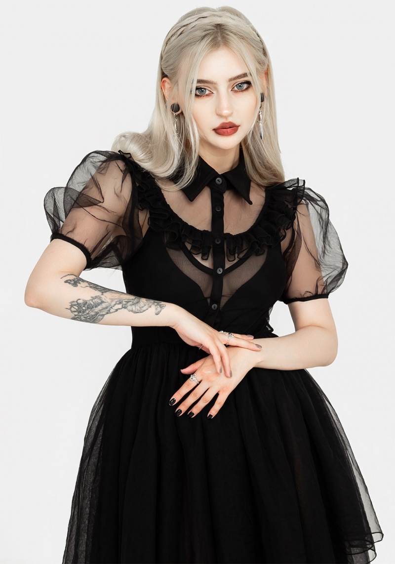 Disturbia Headhunter Frill Yoke Gown | QCS-50975349