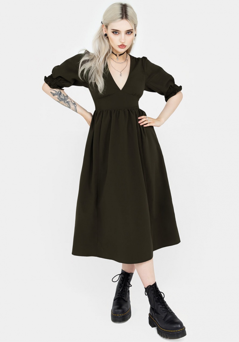 Disturbia Divination Textured Midi Robe - Green | AME-89869377