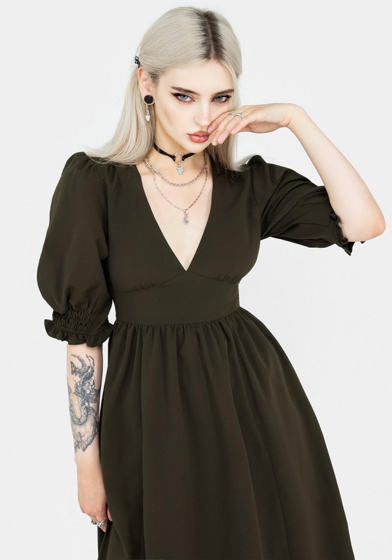 Disturbia Divination Textured Midi Robe - Green | AME-89869377