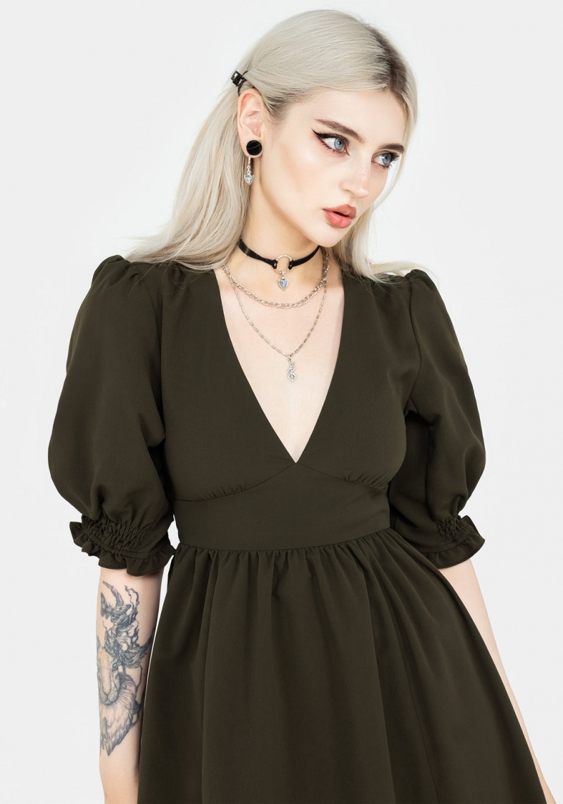 Disturbia Divination Textured Midi Robe - Green | AME-89869377