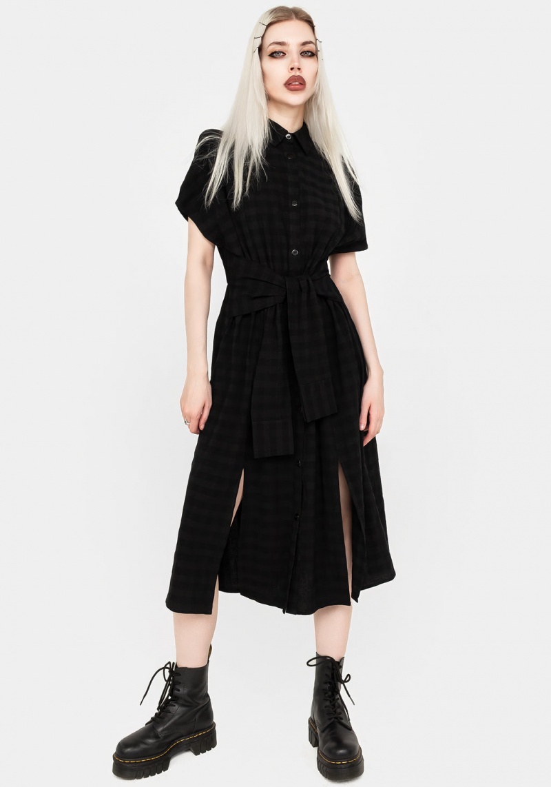 Disturbia Hattie Shirt Sleeve Tie Taille Shirt Robe | IOB-96767806