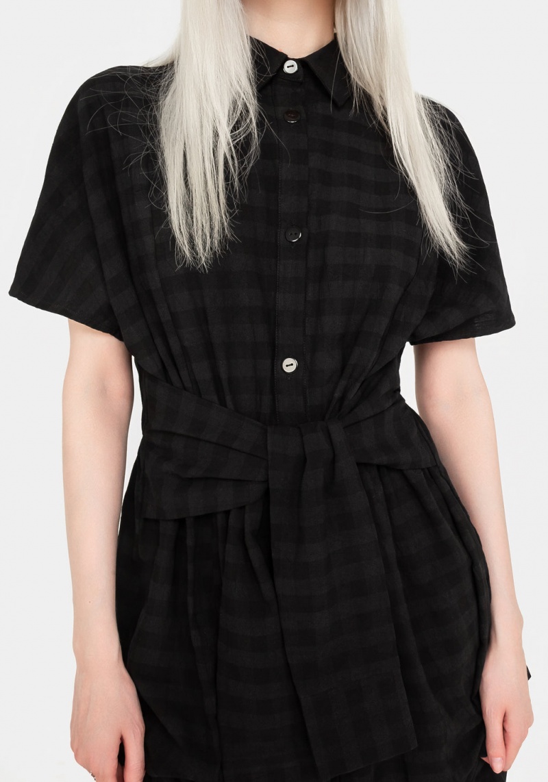 Disturbia Hattie Shirt Sleeve Tie Taille Shirt Robe | IOB-96767806