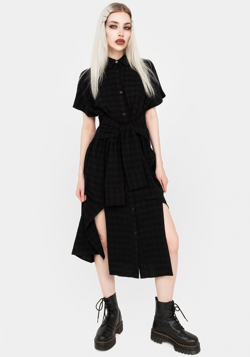 Disturbia Hattie Shirt Sleeve Tie Taille Shirt Robe | IOB-96767806